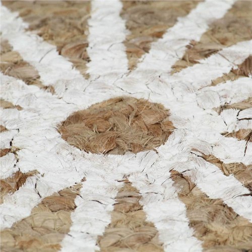 Handgefertigter Teppich aus Jute mit weißem Aufdruck, 90 cm