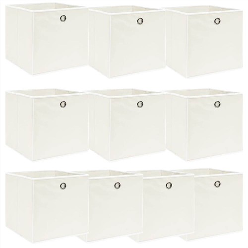 Cajas de almacenaje 10 uds Blanco 32x32x32 cm Tela