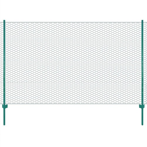 Wire Mesh Fence with Posts Steel 25x2 m Green