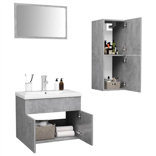 Badezimmermöbel-Set aus betongrauer Spanplatte