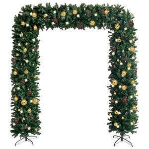 Christmas Tree Arch with LEDsBall Set Green 240 cm