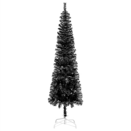 Schlanker Weihnachtsbaum mit LEDs&Ball Set Schwarz 120 cm