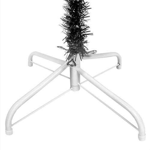 Schlanker Weihnachtsbaum mit LEDs&Kugel Set Schwarz 210 cm