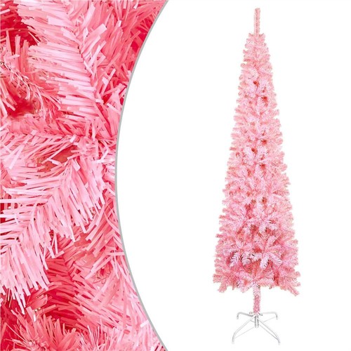 Slim Christmas Tree with LEDs Pink 150 cm