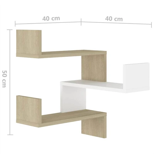 Wall corner shelves 2 pcs Sonoma Gray 40x40x50 cm wood, decoration living  room, shelves, floating wall