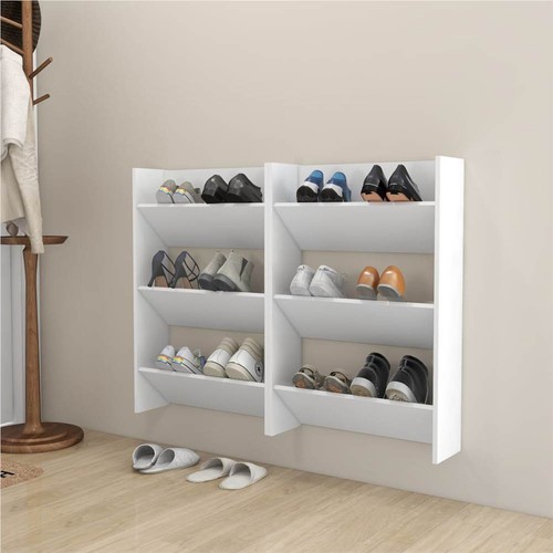 Wall Shoe 2 pcs White 60x18x90 cm Chipboard