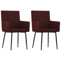 Dining Chairs with Armrests 2 pcs Wine Red Fabric