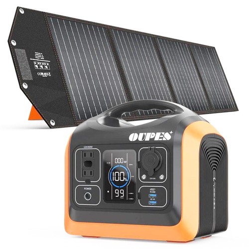 OUPES 600W Solar Generator Kit 592Wh Capacity Portable Power Station + 100W...