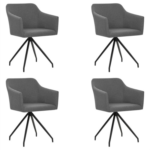 Swivel Dining Chairs 4 pcs Light Grey Fabric