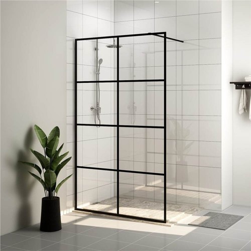 Walk-in Shower Wall with Clear ESG Glass 90x195 cm Black