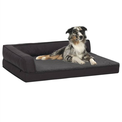 Ergonomic Dog Bed Mattress 90x64 cm Linen Look Fleece Black