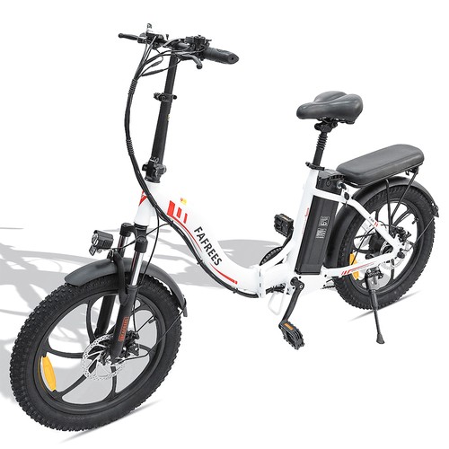 FAFREES F20 elcykel 20 tums hopfällbar ram E-cykel 7-växlad växlar med löstagbart 15AH litiumbatteri - vit