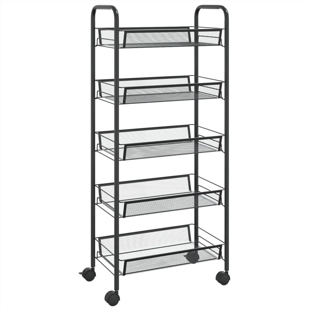 5-Tier Kitchen Trolley Black 46x26x105 cm Iron