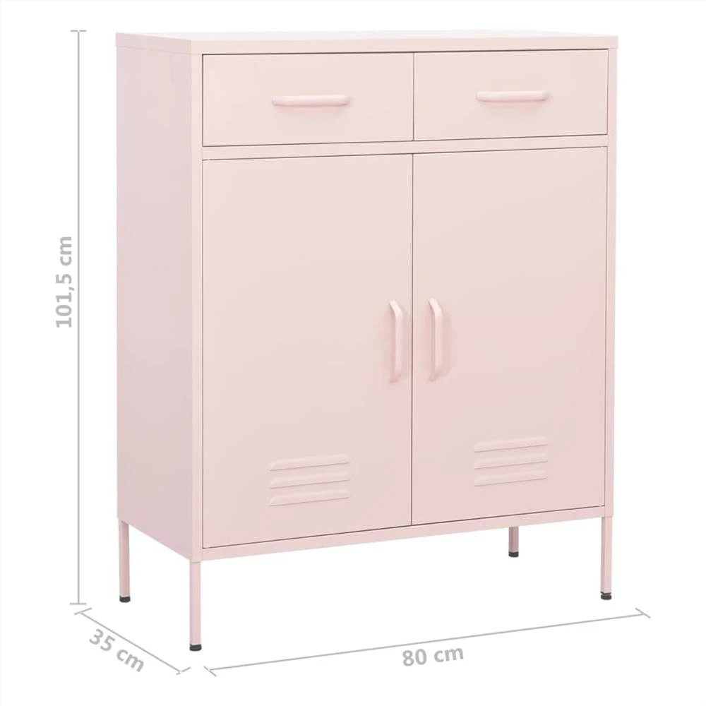 収納キャビネットピンク80x35x101.5cmスチール