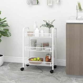 3 Tier Kitchen Trolley White 46x26x64 Cm Iron   3 Tier Kitchen Trolley White 46x26x64 Cm Iron 494282 0. W315  