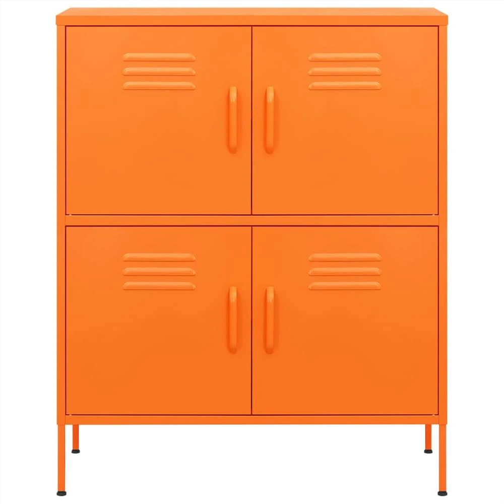 収納キャビネットオレンジ80x35x101.5cmスチール