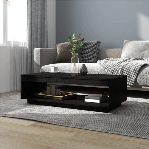 Tavolino Nero 110x50x33.5 cm in Legno Massello di Pino