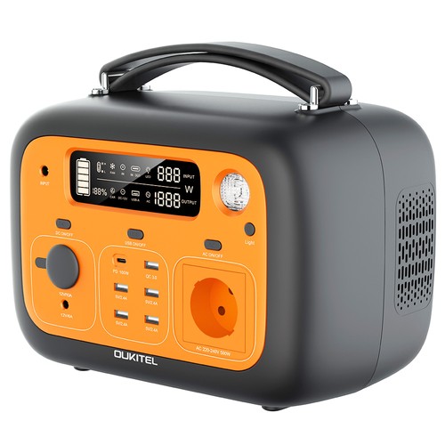 Στα 339.00 € από αποθήκη Ευρώπης Geekbuying | OUKITEL P501 Portable Power Station 505Wh 140400mAh Portable Generator 500W AC Outlet – Orange
