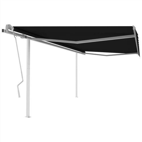 Manual Retractable Awning with Posts 4.5x3.5 m Anthracite