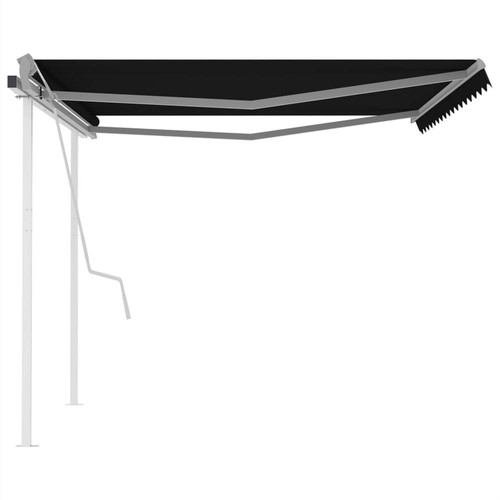 Manual Retractable Awning with Posts 4.5x3.5 m Anthracite