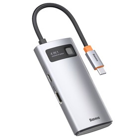 Baseus 4-i-1 Type-C USB 3.0 HUB Adapter Grå