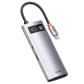 Adaptér USB 5 HUB Baseus 1 v 3.0 Type-C sivý