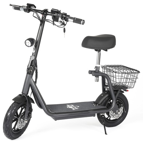 BOGIST S5 Pro Electric Scooter 600W Motor with Seat and Cargo Carrier 12 Inch Pneumatic Tire Up to 40Km/h - Black