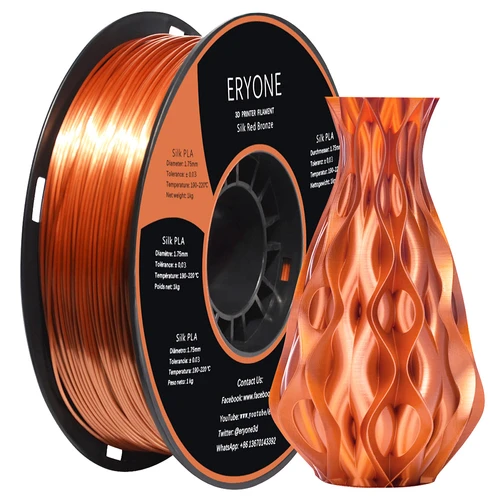 ERYONE Silk PLA Filament for 3D Printer 1.75mm Tolerance ±0.03mm 1kg  (2.2LBS)/Spool - Red 