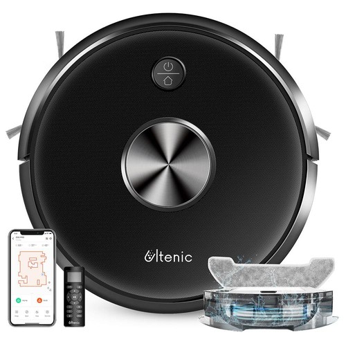 Proscenic Ultenic D5S Robot Vacuum Cleaner 2200Pa Max Suction Wi-Fi & Alexa Control Super-Thin Auto Carpet Boost 600ML Large Dustbox Self-Charging Robotic Vacuum Cleaner for Pet Hairs Hardwood Carpets - Black