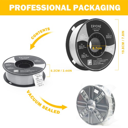 ERYONE PLA-Filament für 3D-Drucker, 1,75 mm, Toleranz 0,03 mm, 1 kg (2,2 Pfund)/Spule, Signalgrau