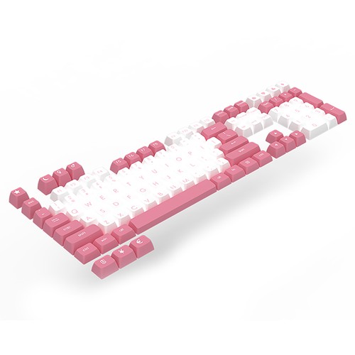 Ajazz PBT Double-Shot Keycaps Tastaturzubehör für Ajazz 104, 87, 68, 108, 61 Tastatur – Weiß Pink