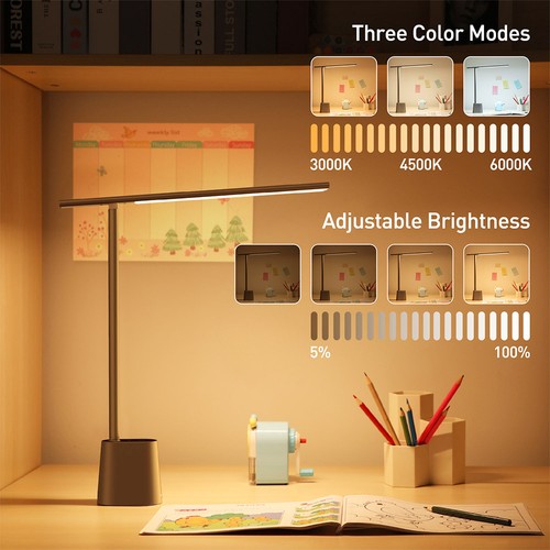 Baseus LED Intelligente faltbare Schreibtischlampe mit adaptiver Helligkeit und Augenschutz für das Lesezimmer am Bett – Weiß