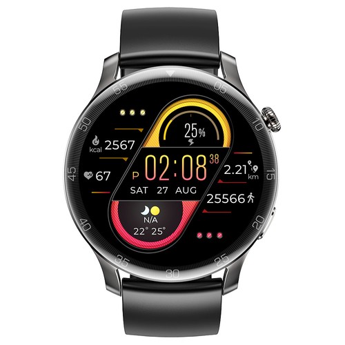 SENBONO Max2 Smartwatch für Herren Touchscreen 24 Sportmodi Wasserdichter Fitness Tracker für iOS Android Schwarzes Leder