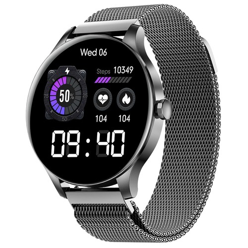 SENBONO NY20 Smartwatch Runde Voll-Touchscreen Sportuhr Wasserdicht Fitness Tracker für iOS Android Schwarz