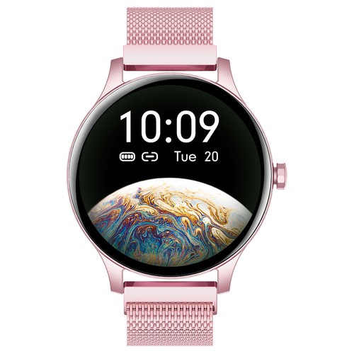 SENBONO NY20 Damen Smartwatch Rund Full Touch Screen Sportuhr Wasserdicht Fitness Tracker für iOS Android Rosa