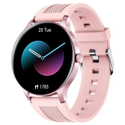 SENBONO NY20 Damen Smartwatch Rund Full Touch Screen Sportuhr Wasserdicht Fitness Tracker für iOS Android Rosa