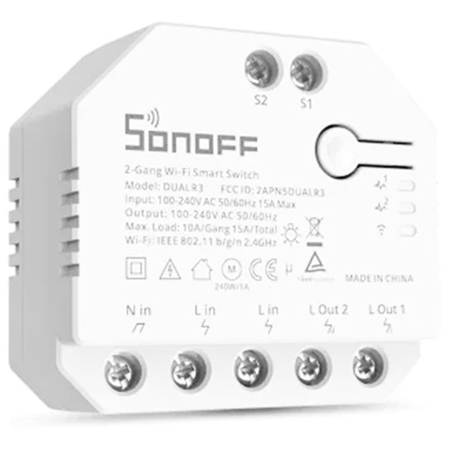 SONOFF DUAL R3 Dubbelrelä Wi-Fi Smart Gardinbrytare med effektmätning Röst/APP-fjärrkontroll Dubbel 2-vägs gör-det-själv-omkopplare