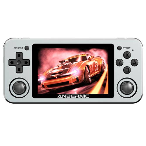Anbernic RG351M 64GB Pocket Game Console, 3.5'' IPS Screen, Open Source Linux System, Compatible with PS1, NES, NDS, N64, DC, PSP, CPS1, CPS2, FBA, NEOGEO, POCKET, GBA, GBC, GB, SFC, FC - Gray