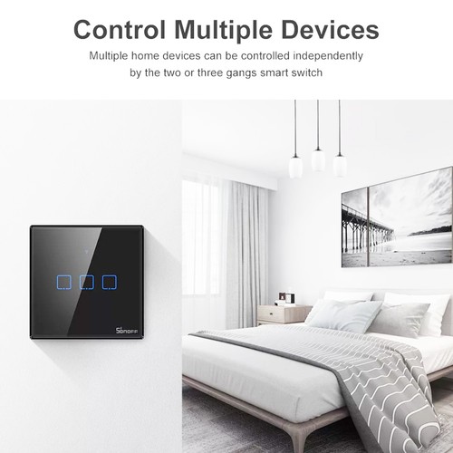 SONOFF T3EU2C Intelligent Switch AC 100-240V 2 Gang TX Series WIFI Wall Switch 433Mhz RF Fjärrstyrd Wifi Switch