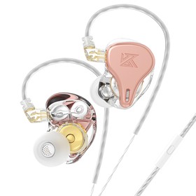 KZ DQ6S מתכת חוטי אוזניות In-Ear עם מיקרופון ורוד