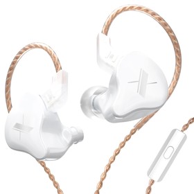 KZ EDX עם מיקרופון חוטי אוזניות בתוך האוזן לבן