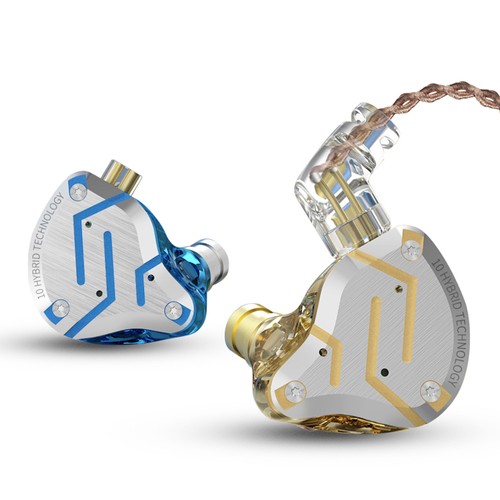 KZ ZS10 Pro Kabelgebundener Kopfhörer 4BA+1DD Hybrid-Technologie In-Ear-HiFi-Bass-Game-Headset mit Mikrofon – Glitzerndes Blau