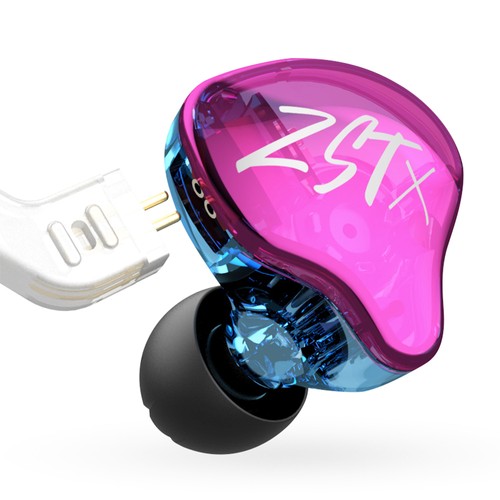 KZ ZST X Hybrid Unit In-Ear-Ohrhörer mit versilbertem Kabel mit Mikrofon – bunt