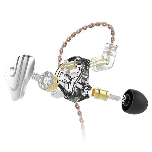 KZ ZSX Terminator Metall In-Ear-Ohrhörer 12 Einheiten Hybrid 5BA + 1DD HIFI-Bass-Ohrhörer mit Mikrofon und Cyan