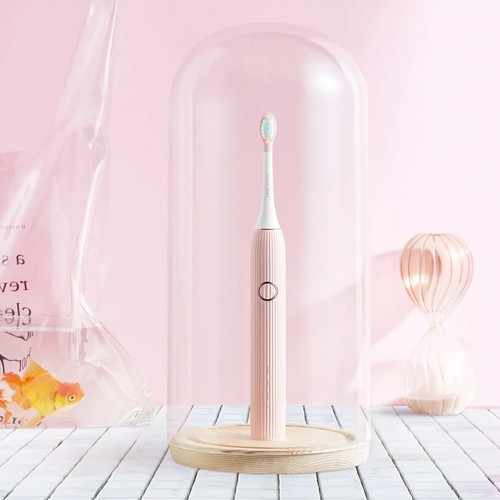 Soocas V1 Sonic Whitening Elektrische Zahnbürste, tragbar, USB-Typ-C-Aufladung mit 2 Bürstenköpfen – Pink