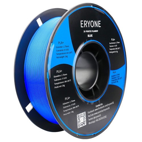 ERYONE PLA-Filament für 3D-Drucker, 1,75 mm, Toleranz 0,03 mm, 1 kg (2,2 Pfund)/Spule, Blau