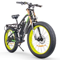 CYSUM M900 elektrinis dviratis, 26*4.0 colių stora padanga, 48 V 1000 W variklis, 40 km/h maksimalus greitis 17Ah nuimamas akumuliatorius, skirtas 50-70 diapazono aliuminio lydinio rėmui SHIMANO M390 9 greičių hidraulinis diskinis stabdys - juodas žalias