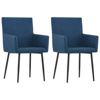 Dining Chairs with Armrests 2 pcs Blue Fabric