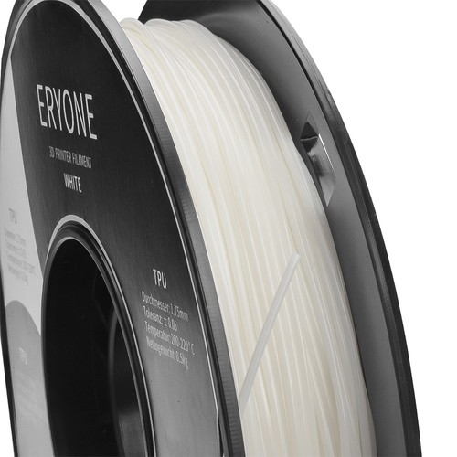 ERYONE TPU-Filament für 3D-Drucker, 1,75 mm, Toleranz 0,03 mm, 0,5 kg (1,1 LB)/Spule – Weiß