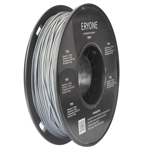 2 kg ERYONE TPU Filament för 3D-skrivare (0,5 kg Grå 0,5 kg Transparent 0,5 kg Röd 0,5 kg Transparent Blå)